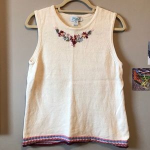 Embroidered sweater tank